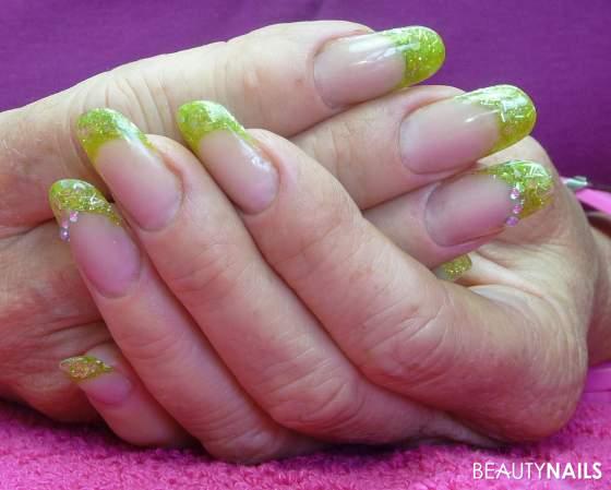 Green Apple Acrylnägel - Acryl Red Nails, Extention Pink, Big Apple Gitter, Highgloss Nailart