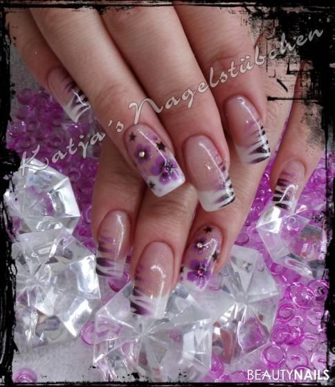 Schwarz lila airbrush acrylnägel Schwarz lila