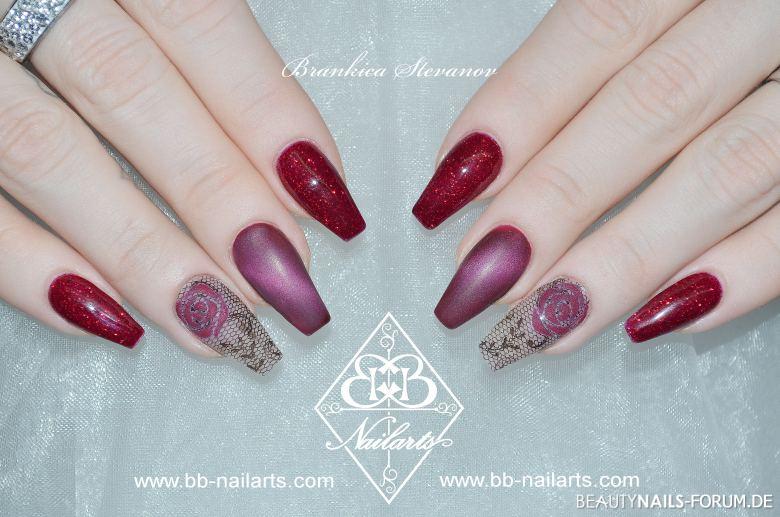 Tolles Design, rote Ballerinas Stamping, 3D & Cateye