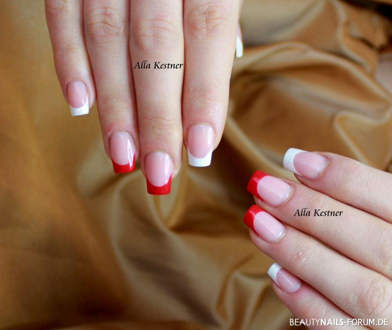 French rot/weiss Frühling- & Sommer - French rot/weiss Nailart