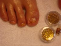 UV-French in gold-glitzer Füsse