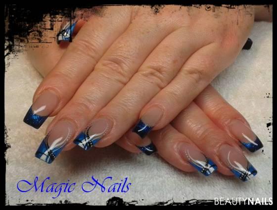 blau Gelnägel - Meine eigene Nägel, Mittel und Ringfinger Pigment Glamour Cobalt Nailart
