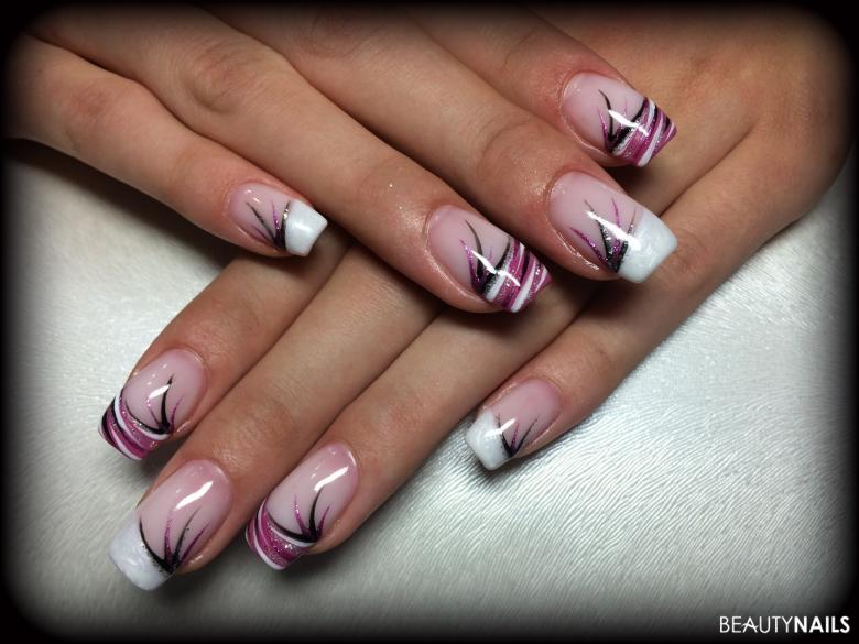 Gelnägel Pink,Schwarz,Weiß Gelnägel -  Nailart