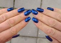 Männliche blaue Full Cover Chrome Gel Nails :-) Gelnägel