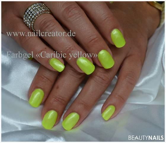 neon-gelb Gelnägel - Fullcover mit Farbgel Nailart