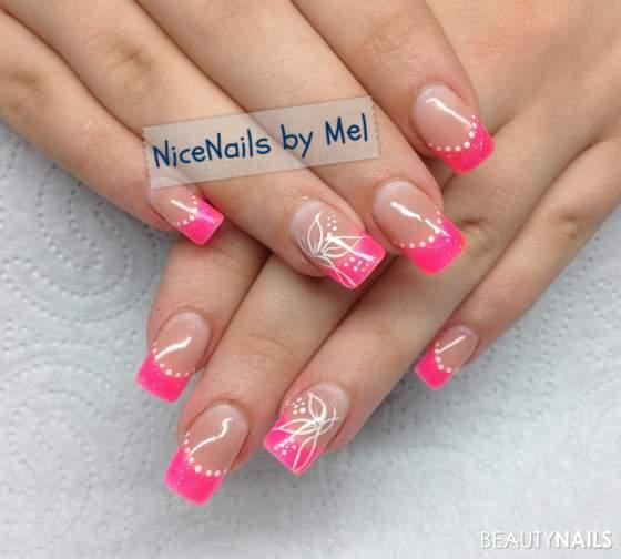Neon Pink + gemaltes Gelnägel - Alle Gele von RM Beautynails Nailart