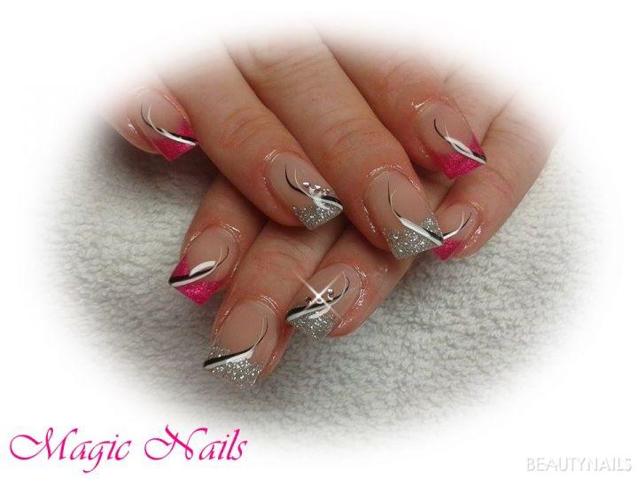 pink-silver glitter Gelnägel - Makeup gel Rose nature von Aglia, farbgele von Aglia Silver Glitter Nailart