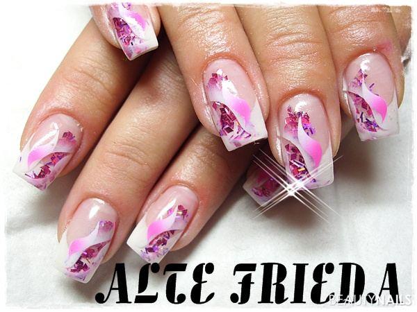 Weiß und Pink Gelnägel - Nail code,Catherine und Airbrush Nailart