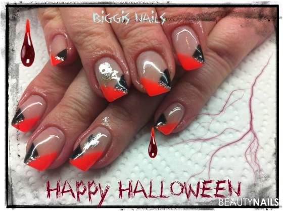 Halloween Design Halloween Nägel - Alle Gele Hollywood Nails, Folienmotive auf den Ringfingern und Nailart