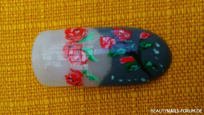 Gelnagel mit  Rosen Mustertips - Gelnaggel mit Material von German Dream Nails Nailart