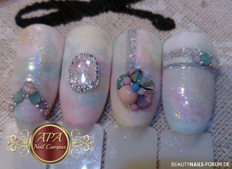 Japanische Nail Art Opal Mustertips - Hier mal ein paar meiner Arbeiten in dem japanischem Style. Nailart