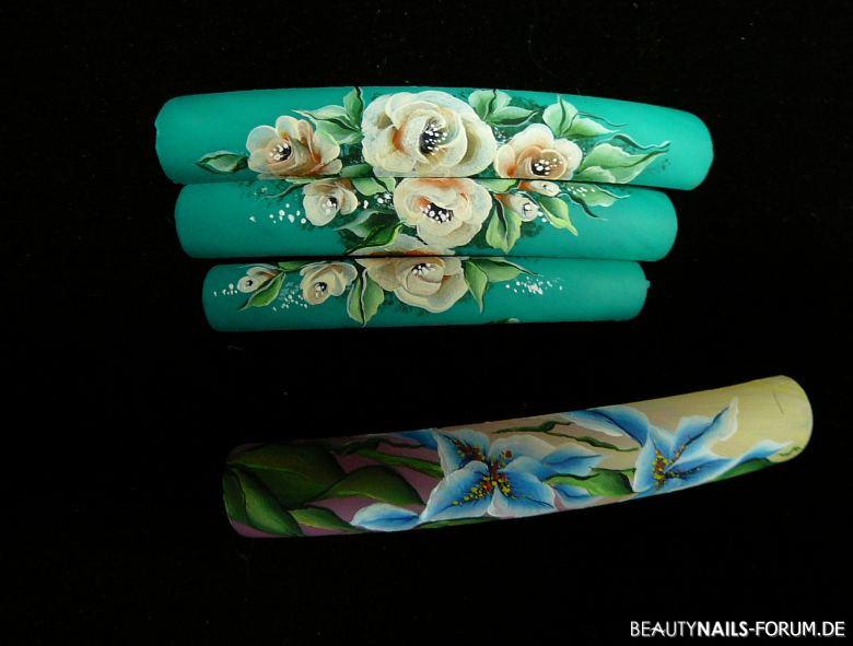 One Stroke - Blumenmotive Mustertips - Polycolor Nailart