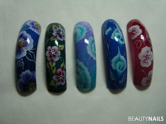 one stroke Mustertips - polycolor Nailart