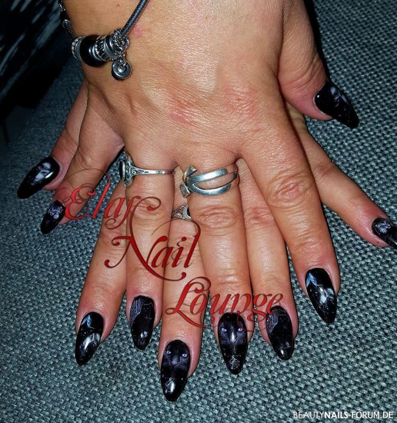 Cat Wrap Nails - Nageldesign mit schwarzen Katzen Nageldesign schwarz - Aufgebaut mit FGG-Antike Rose und Versiegelt mit Quickfinish, Nailart