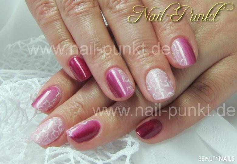 Naturnagelverstärkung mit Farbverlauf Nageldesign - Gel-Farben (First Gel), Sandmuster Nailart