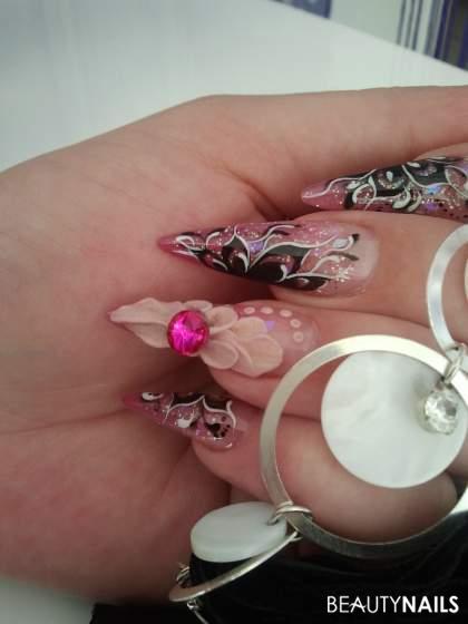 Pink Design Stilettos - Acryl Pink Design mit malerei Nailart
