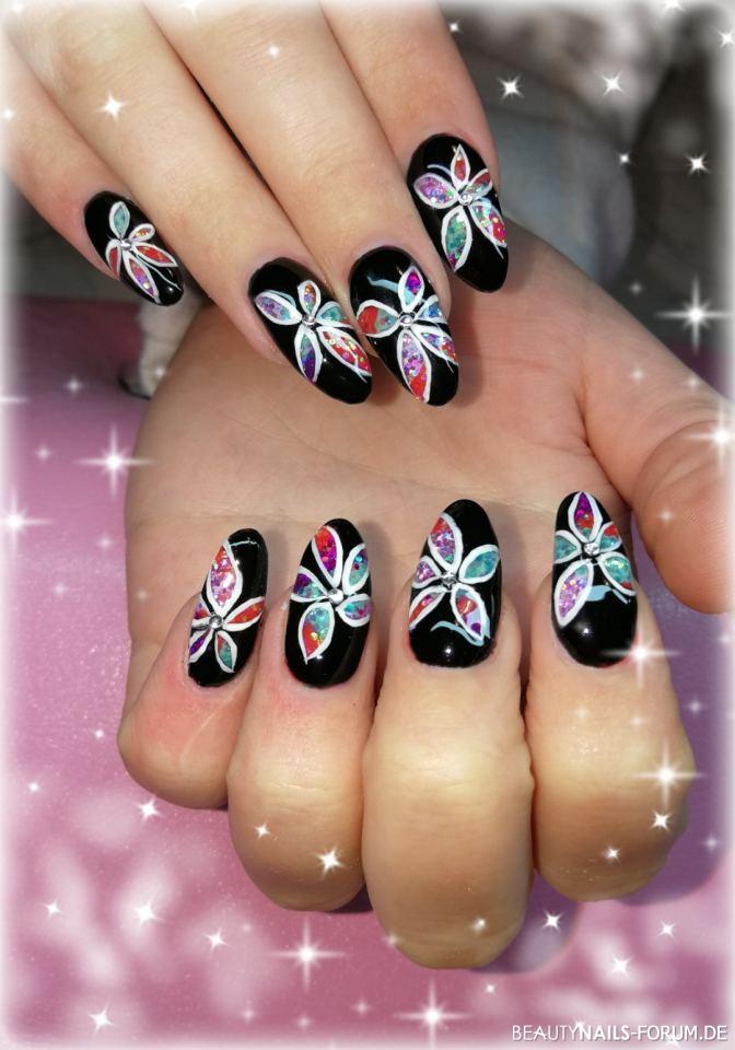Black and Glitter Flowers