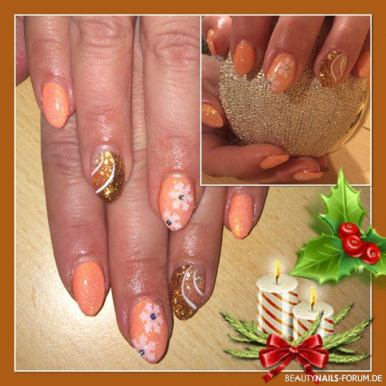 Fullcover Weihnachtsglamour gold apricot glitzer