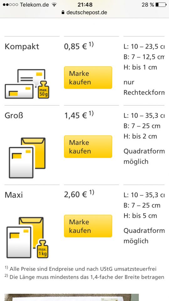 Versandkosten Deutsche Post Mse Farbgel Sammelbestellung in Sammelbestellungen