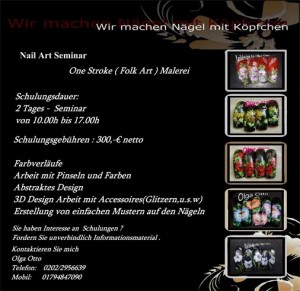 seminar Olga Otto wuppertal 2 tage One stroke-wer will mit in Nailart Schulung