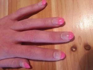 Draufsicht French Rosa Oval in Anfänger Nageldesign