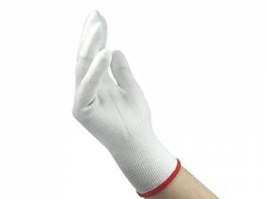 Nageldesign-Baumwollhandschuhe mit verstärkten Spitzen Handschuhe bei der Modellage im Studio in Nagelstudio