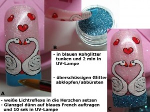 6 Anleitungen künstliche Fingernägel / Valentinstag in Nageldesign