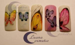 Schmetterlinge im Acryl gestaltet. Schulungen und Workshops bei Luana Cosmetic 2013 in Nailart Schulung