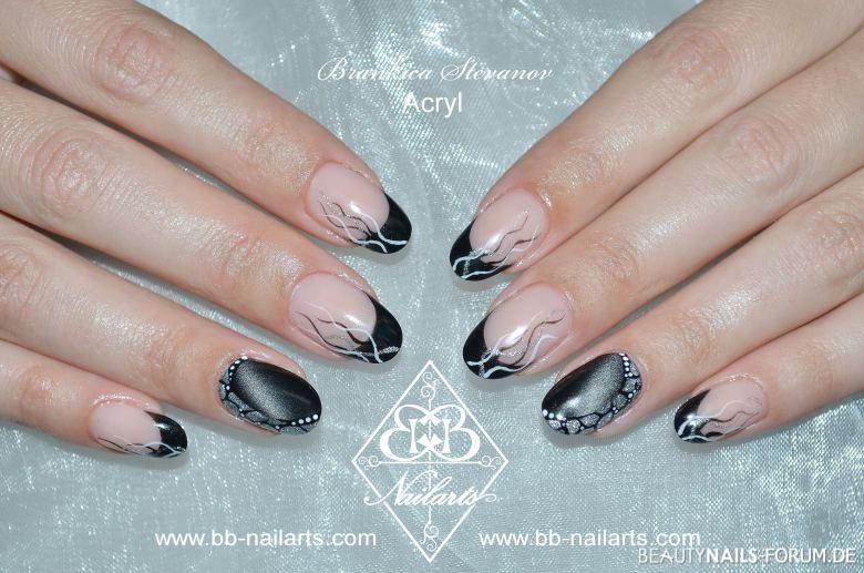 Edles schwarzes Nageldesign & Cateye Acrylnägel schwarz - Aufbau von Magnetic Nailart