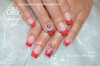 Graphic Red Frenchnails Acrylnägel