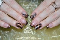 Nailart schwarz/gold mit Glitzer Acrylnägel