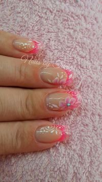 Frenchnails Pink weiss Frühling- & Sommer