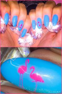 Holiday-Nails - Baby-Blue & Pink-Flamingos Frühling- & Sommer