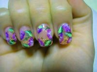 One Stroke Nails, violette Blütenpracht, Flowers Frühling- & Sommer