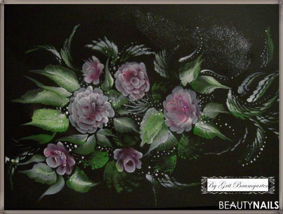 Blumen mit Acryl Farbe gemalt Gegenstände - Acrylmalfarbe Nailart