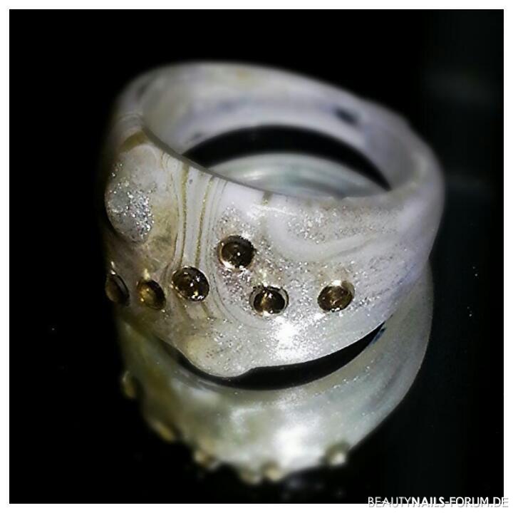 Water Marble Ring - silber / schwarz