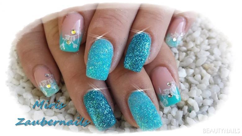 blau mit sandoptik Gelnägel - alles jolifin Nailart