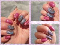Cat Eye UV-Magnetlack und pinkfarbene Glitzerpigmente Gelnägel