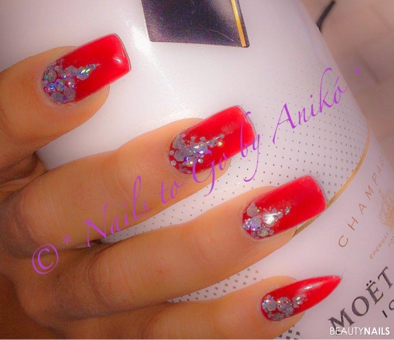 Fullcover Pure-Red & Crystal-Silver-Glitter Highlights