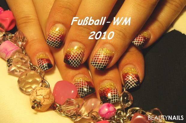 Fußball WM 2010 Gelnägel - Gele Cameleon Company, Jolifin, Gliter und Stamping Nailart