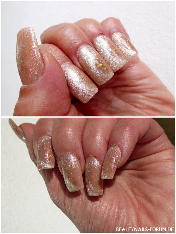 Gel hautfarben / rose' mit Cat eye Gellack Gelnägel silber nude - Born Pretty Extension Nail Gel in Dualform gearbeitet mit Meet Nailart