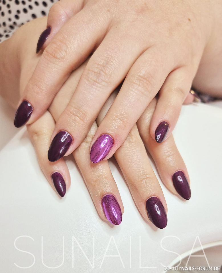 Gelnägel mit Fullcover in Wild Berry mit Chrom Gelnägel lila - Meine erste Modellage seit 8 Jahren an einer Freundin. Die alte Nailart