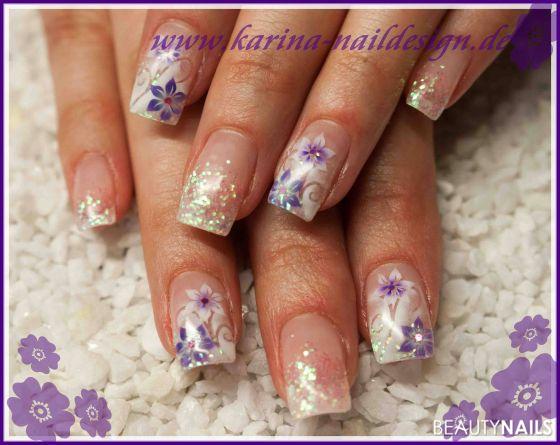 Glitter mit Blumen Gelnägel - Glitter von LCN Nailart