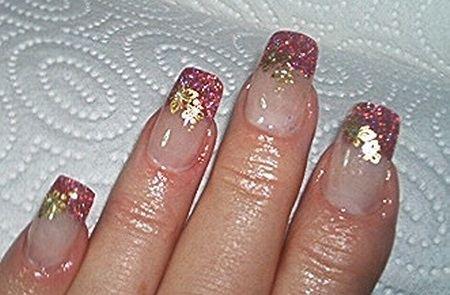 Glitterrosé und gold mit Schmetterlingsticker