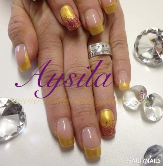 golden Gelnägel - nailexpert gold... und nagelladen glitter Nailart