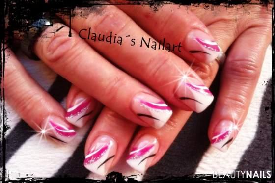 Ich Liebe es :D Gelnägel - Weiss pink French mit acryl getrichelt   gele 3T nails, was sagt Nailart