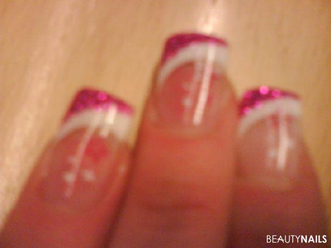 ... Gelnägel - weiß mit pink Nailart