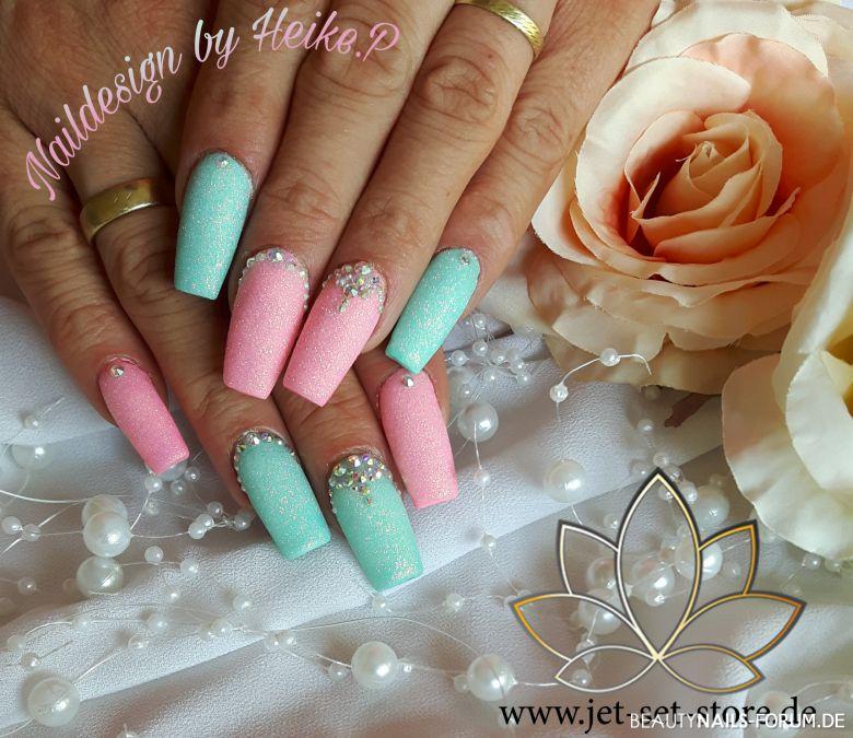 Meerjungfrauen Pigment - PastellMelon und Aqua Gelnägel rosa türkis - Pastell MeloneAqua X-Power Speed Luxury High Shine Meerjungfrauen Nailart