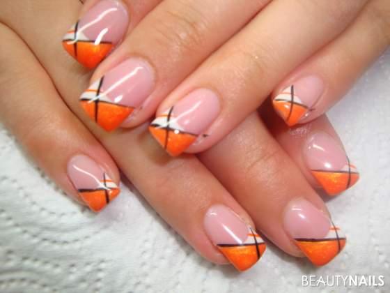 Metallic orange Gelnägel -  Nailart