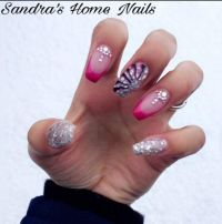 Nailart French und Fullcover Mit Glitter und Steinchen Gelnägel